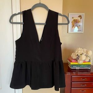 ASOS Black Peplum Tank with V Neck and V Back size 4
